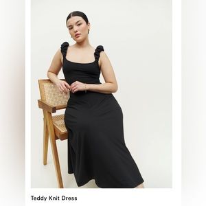 Reformation teddy knit dress, size large, black